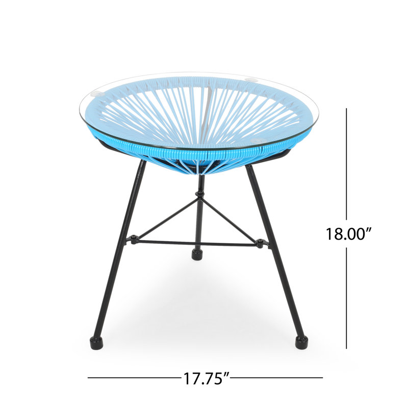 Outdoor Patio Side Table, Blue