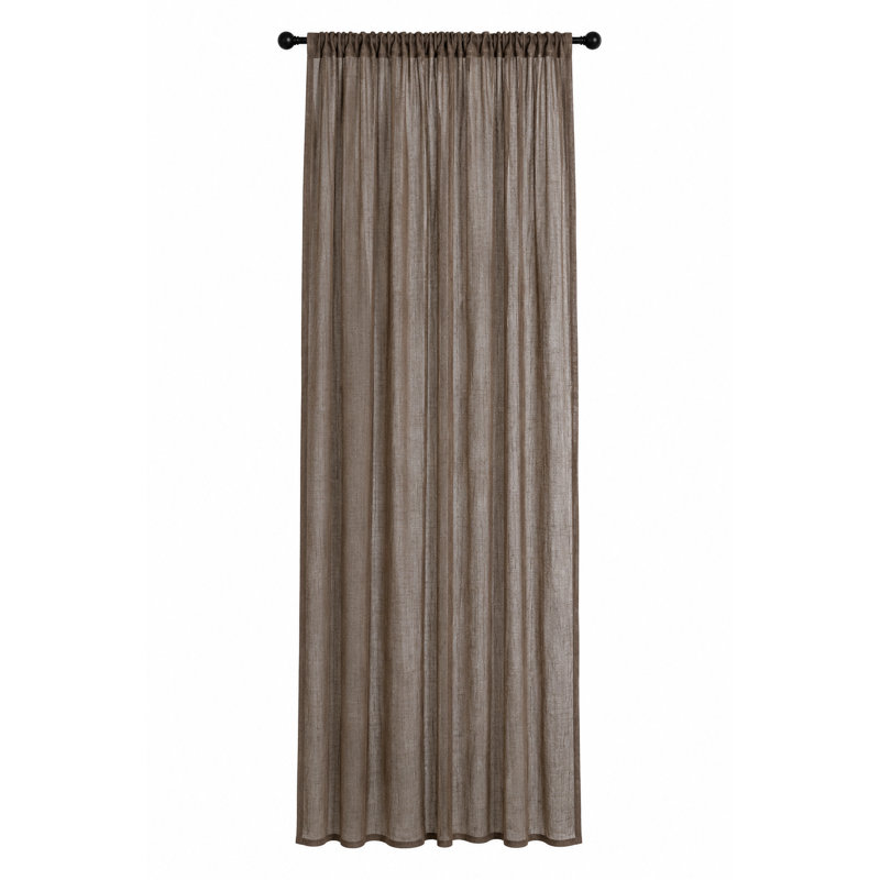 Belarmino Semi Sheer Curtain Single Panel, 54" x 96", Coffee