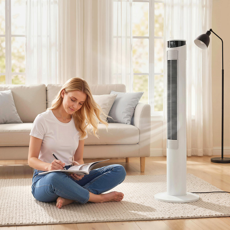 Tower Fan, White/Black