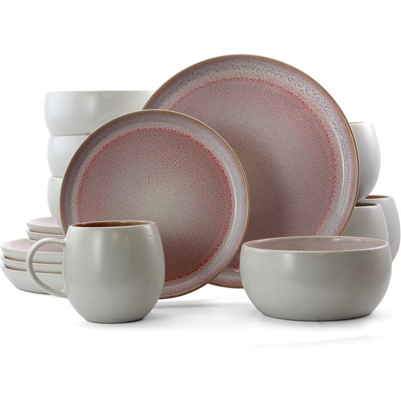 Vaisselle luxueuse en grès 16 pièces avec ensemble complet pour 4 Elama Mocha Muave