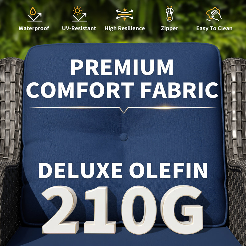 5-Piece All-Weather Wicker Patio Conversation Set With Loveseat, Arm Chairs & Ottomans, Outdoor PE Rattan Furniture With Cushions For Backyard, Porch & Deck