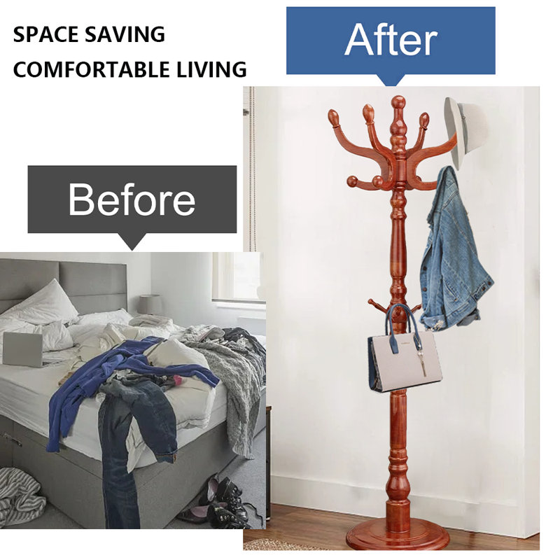 Coat Rack Freestanding, Light Brown