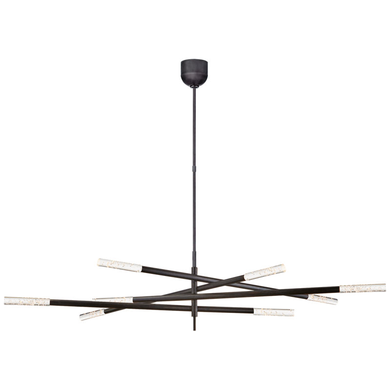 Kelly Wearstler Rousseau Grande Eight Light Articulating Chandelier, Bronze, Seeded Glass