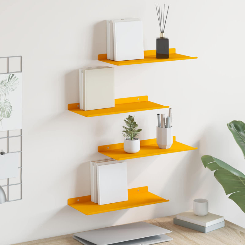 Steel Floating Shelf, Mustard Yellow