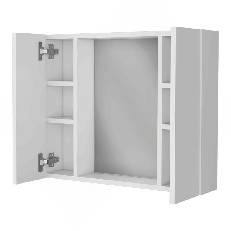 Armoire à pharmacie Draco, miroir, double porte, une tablette extérieure, Blanc
