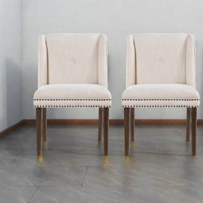 Modern Dining Chairs Set Of 2 Upholstered Wood Legs Rivet Farmhouse Kitchen
