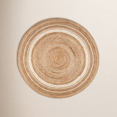 Elyse Round Handmade Jute/Sisal Tan/Ivory Area Rug