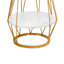 Table de bout ronde moderne en faux marbre avec cadre en métal doré et rangement à deux niveaux