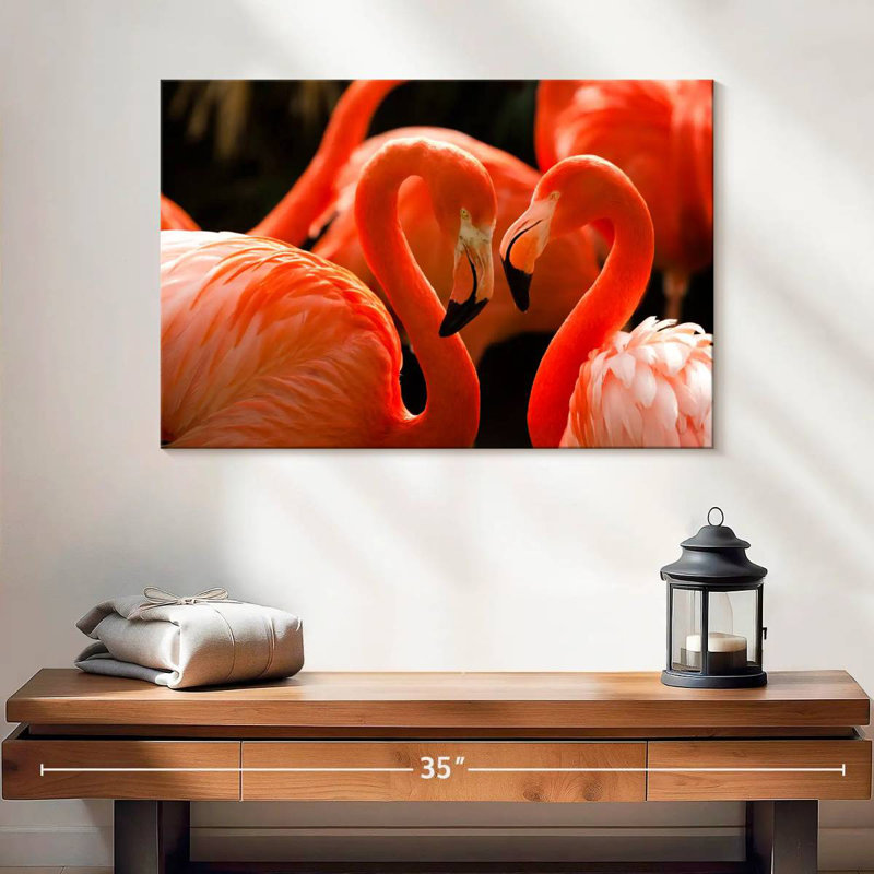 Brampt Heart Shaped Flamingos, 16" H x 24" W