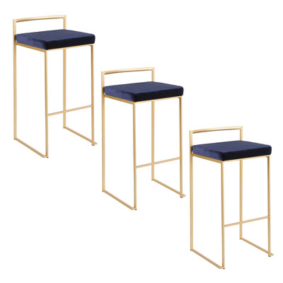 Derik Stackable Counter & Bar Stool with Velvet Cushion