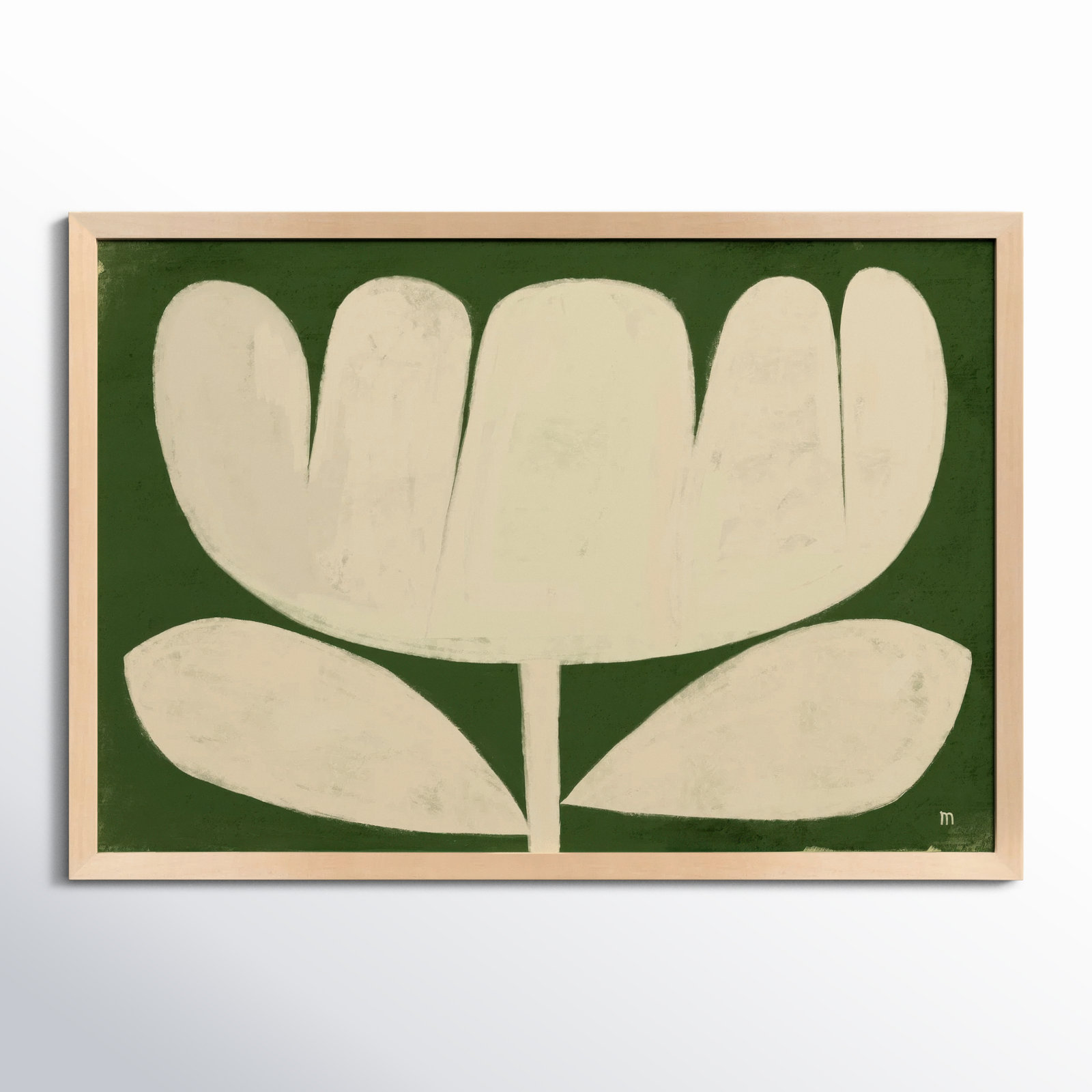 Flower on Green Painting, 35" H x 50" W x 1.25" D, Maple