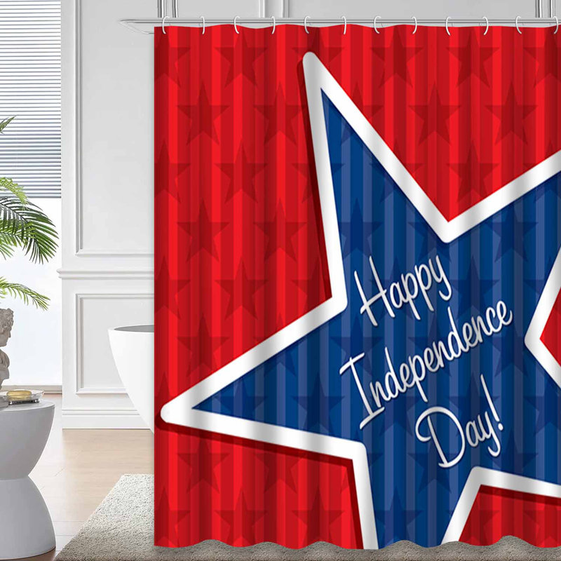 Rideau de douche étoile avec 12 crochets Star Happy Independence, L 72 po x l 72 po