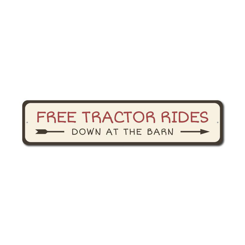 Enseigne en aluminium Free Tractor Rides, H 6 po x l 24 po x P 0,06 po