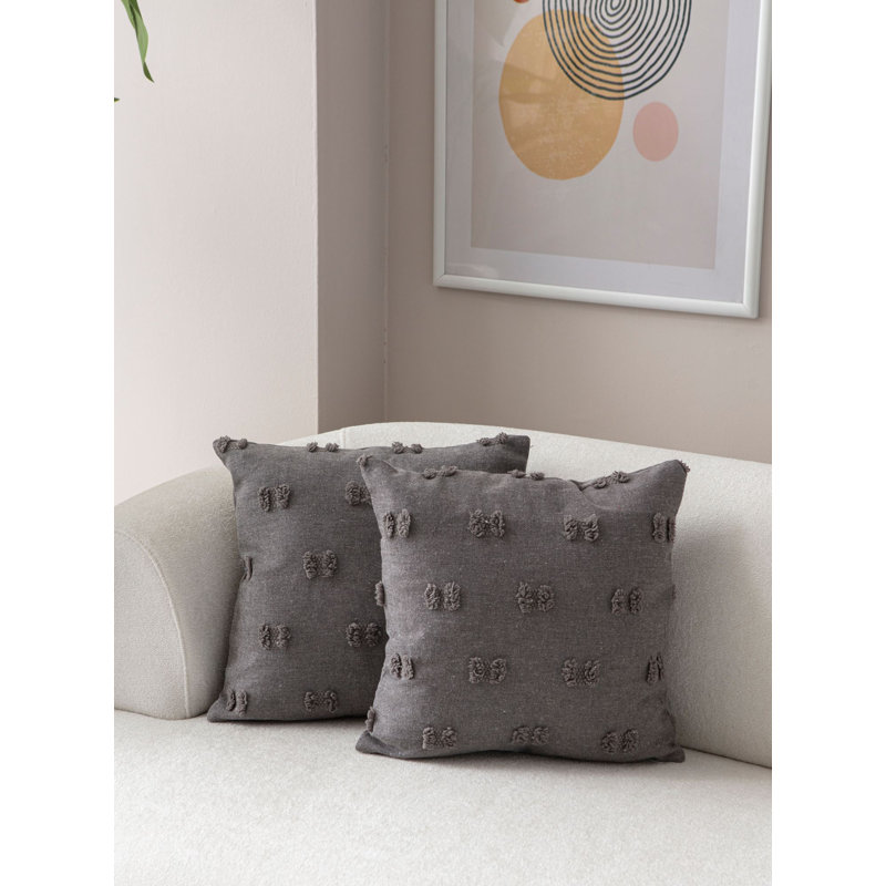 Stylish Cushion Cover Set (2 Pieces), Grey, 16.9 x 16.9 inches | 100% Polyester, Durable Fabric Density: 3.5 oz/sq yd | Machine Washable on Hand-Wash Program, Perfect for Home Decor & Comfort