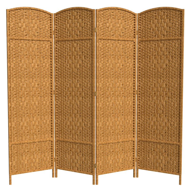 Broch 71'' H Folding Room Divider, Light Beige, 4