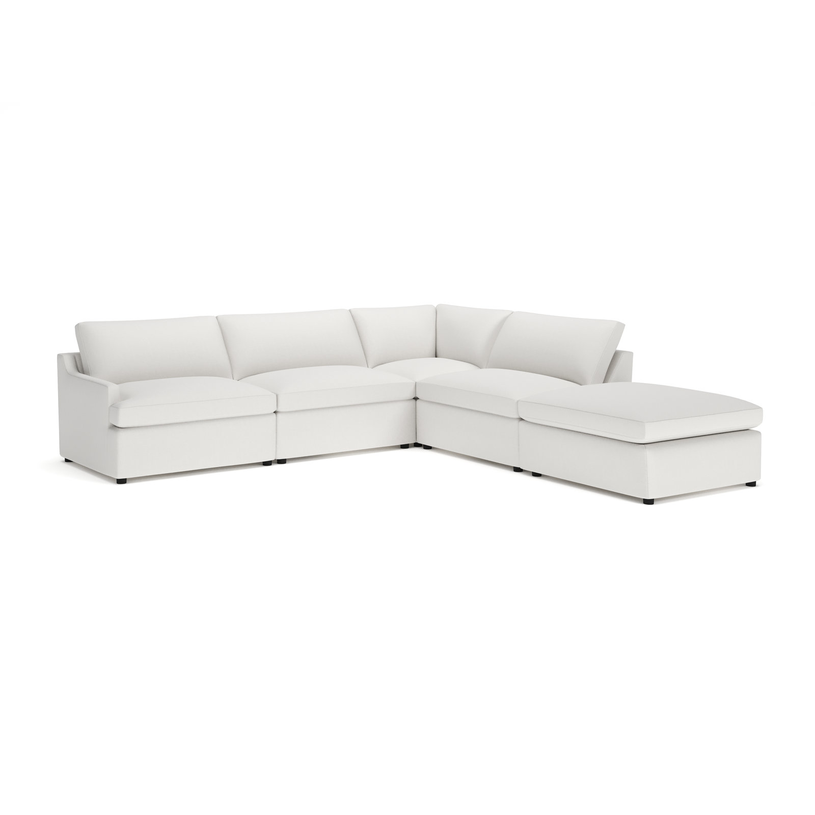Essex Chaise Sectional, Macarena Beige Basketweave Fabric, Right Hand Facing