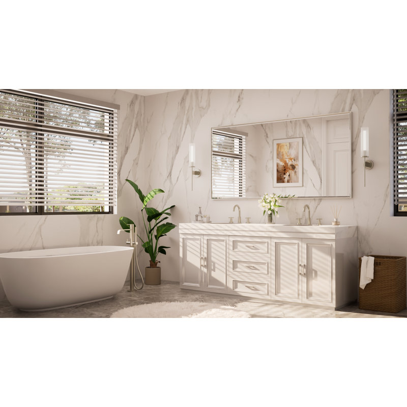 Miroir de salle de bain Areiona, 36 po x 72 po, Nickel brossé