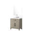 30 po Armoire de salle de bain en chêne gris X 22, comptoir en quartz blanc, miroir 28 et meuble-lavabo