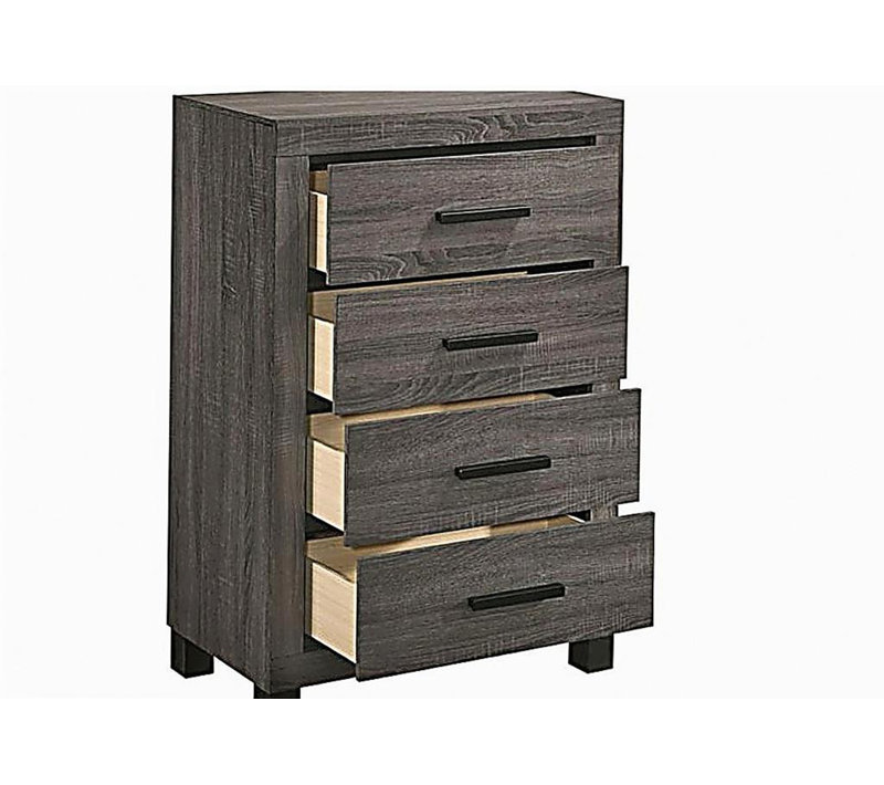 Modern Transitional Style 1pc Wooden Chest Bar Handle Gray Finish Bedroom Furniture