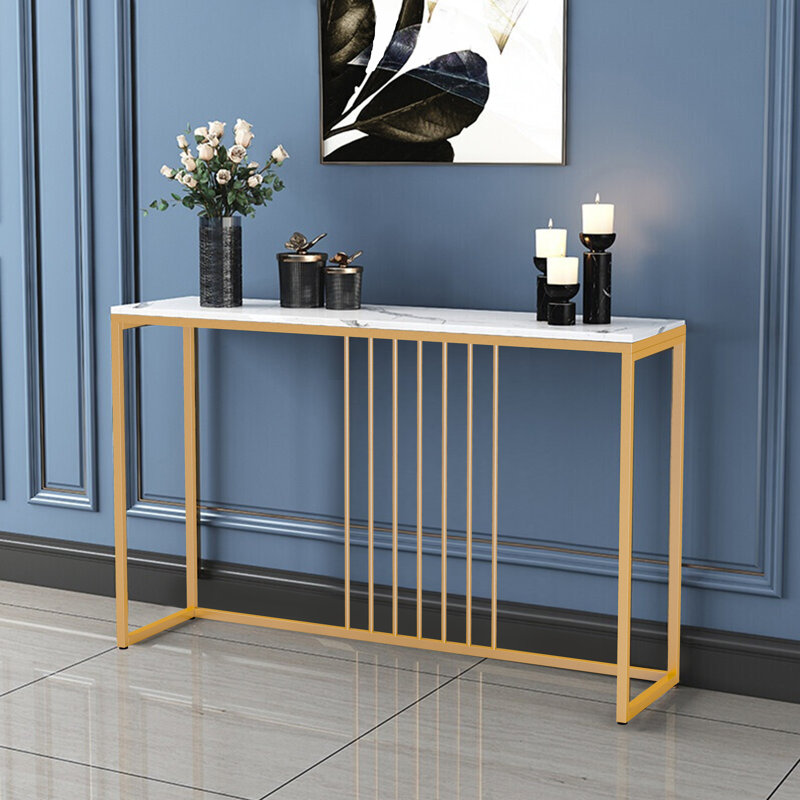 Everly Quinn Mersija 39.4'' Stone Top Console Table & Reviews | Wayfair