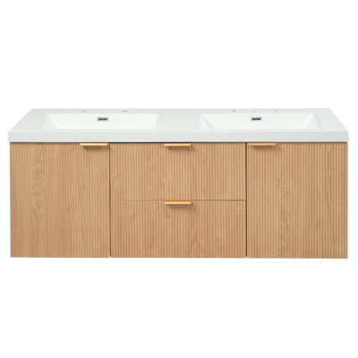 Meuble-lavabo mural 59,3 po avec plateau double en résine