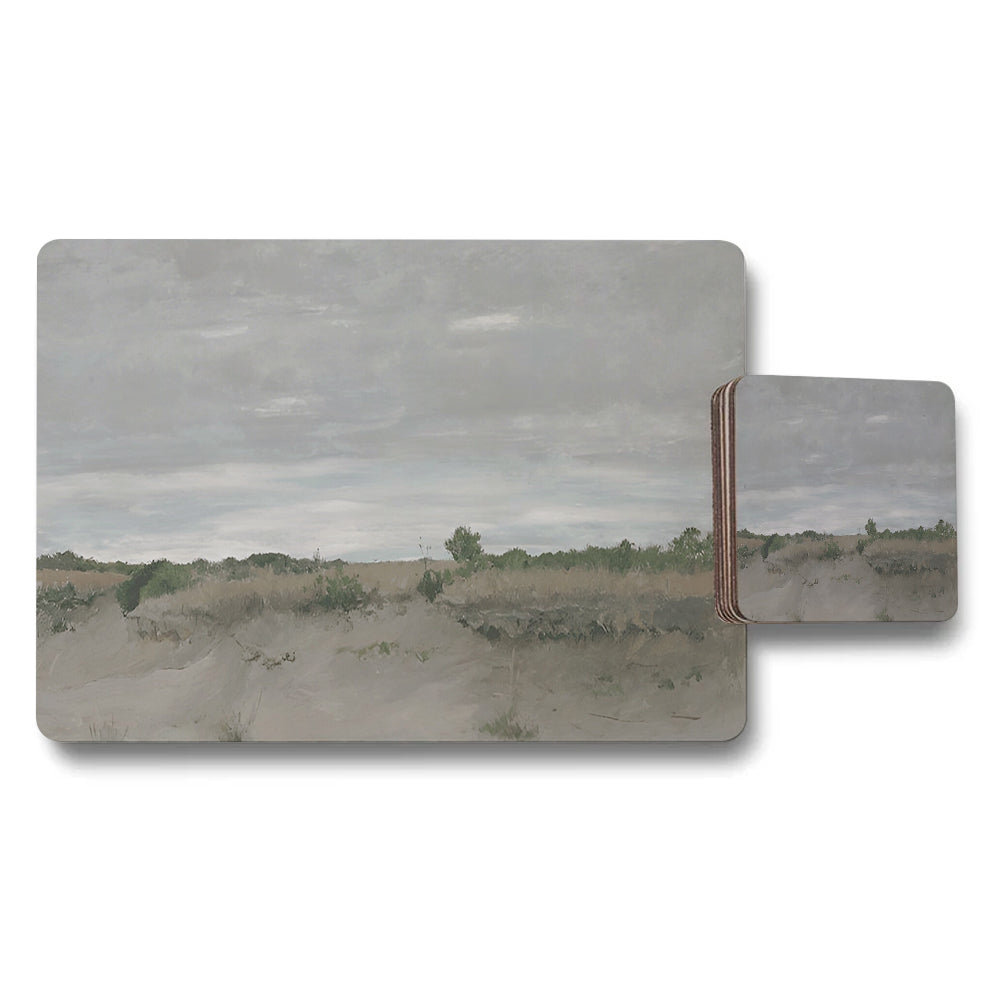 Landscape Placemats And Coaster Set Featuring Dune Field Artwork