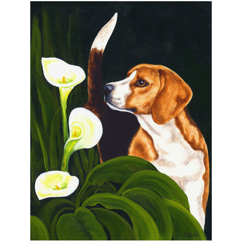 Drapeau de jardin 2 côtés beagle lillies, H 15 po x l 11 po