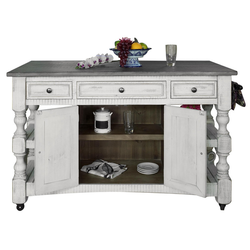 Stonegate Distressed Natural Finish Kitchen Island with Storage