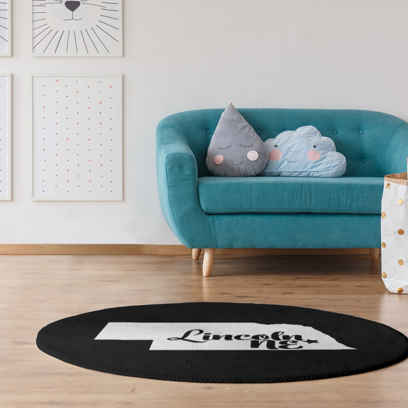 Tapis en poly-chenille lincoln nebraska, Rond 5 pi