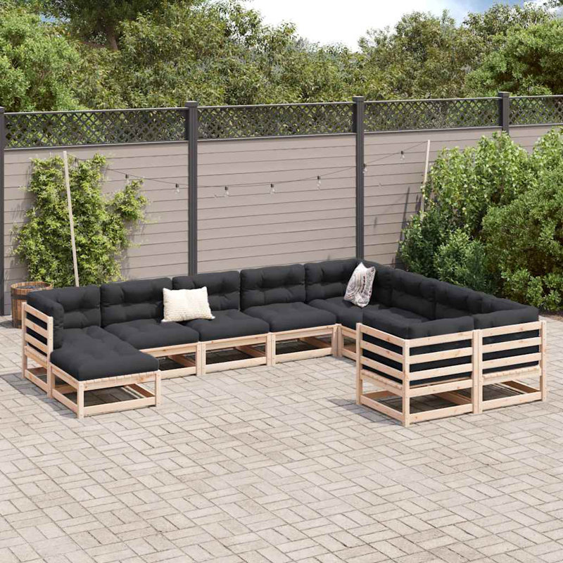  Ensemble de canapé de patio modulaire en bois de pin massif anthracite