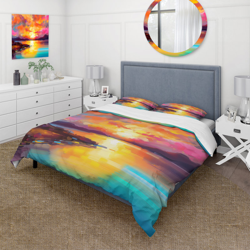 Coucher de soleil avec reflets colorés II - ensemble d'édredon Coastal Sunset, King Comforter + 3 Additional Pieces