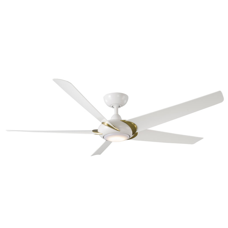 62" Lucid 5 - Blade Outdoor/Indoor Smart Standard Ceiling Fan with Remote Control and LED Light Kit Included, Works With Alexa and iOS or Android App