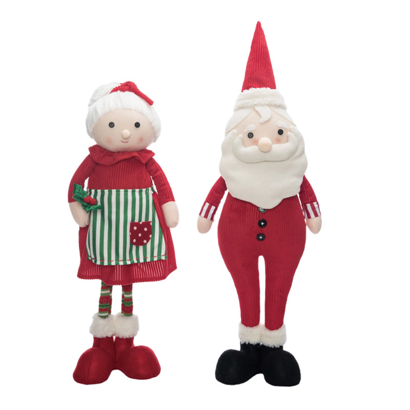  Christmas Plush Standing Santa/Mrs. Claus Set of 2 Christmas Home Decorations