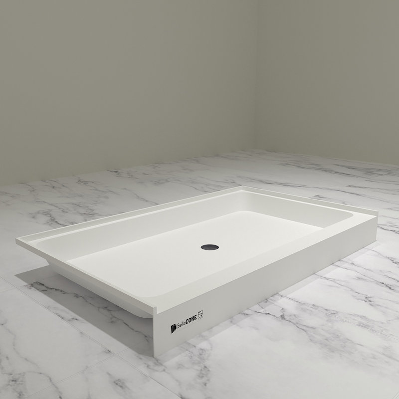 36 x 60 - Drain à droite - Seuil simple - Base de douche en acrylique, Centre