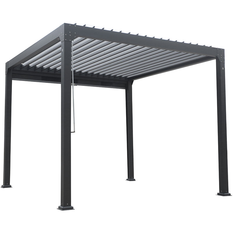 Modern Gray 10' x 10' Aluminum Louvered Pergola