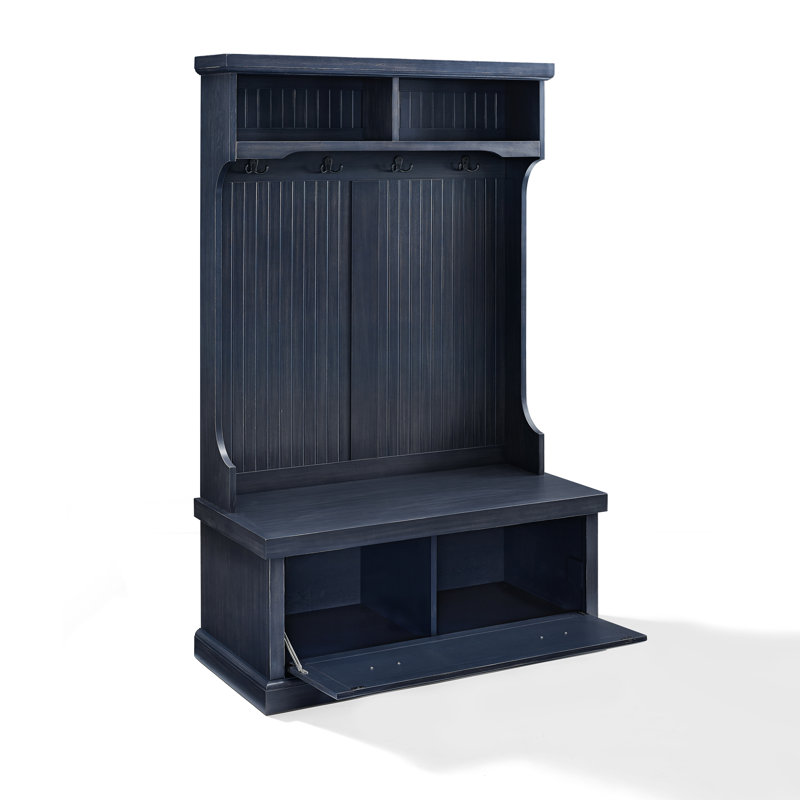 Portemanteau avec banc et rangement pour chaussures Seaside, Bleu marine vieilli
