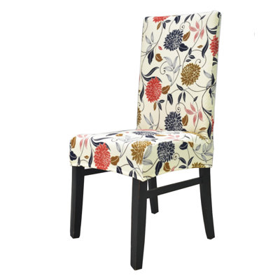 Ensemble de 4 housses de chaise pour chaises de salle à manger extensibles et douces Parson Housse de chaise de salle à manger amovible et lavable avec élastique pour un ajustement universel (fleurs orange)