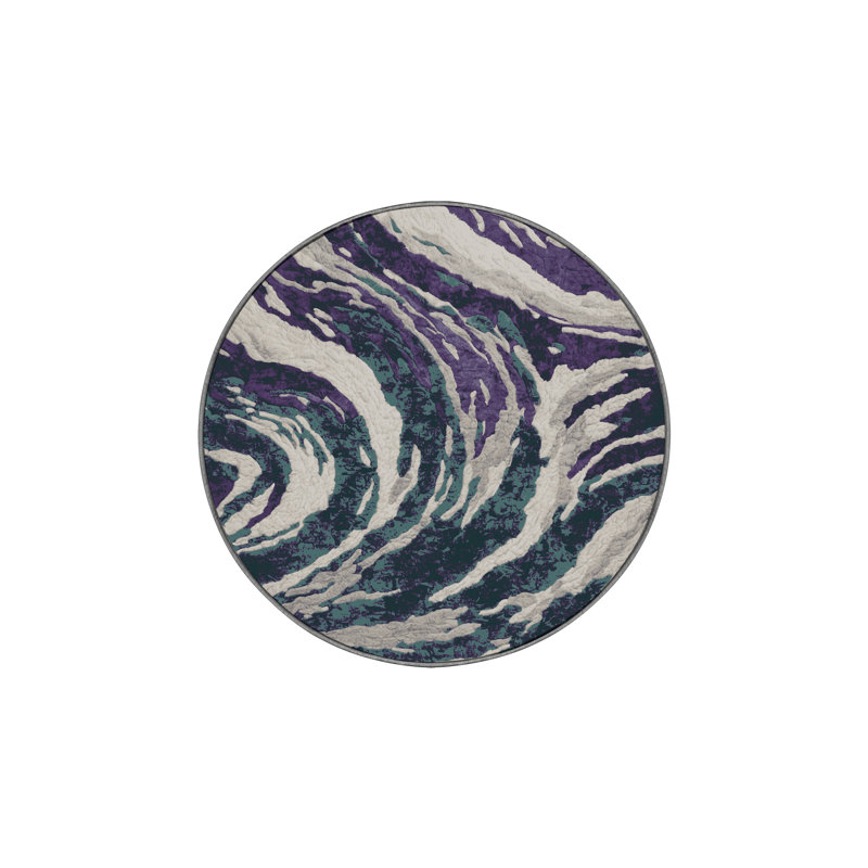 Machine Washable Gray Area Rug, Round 5'