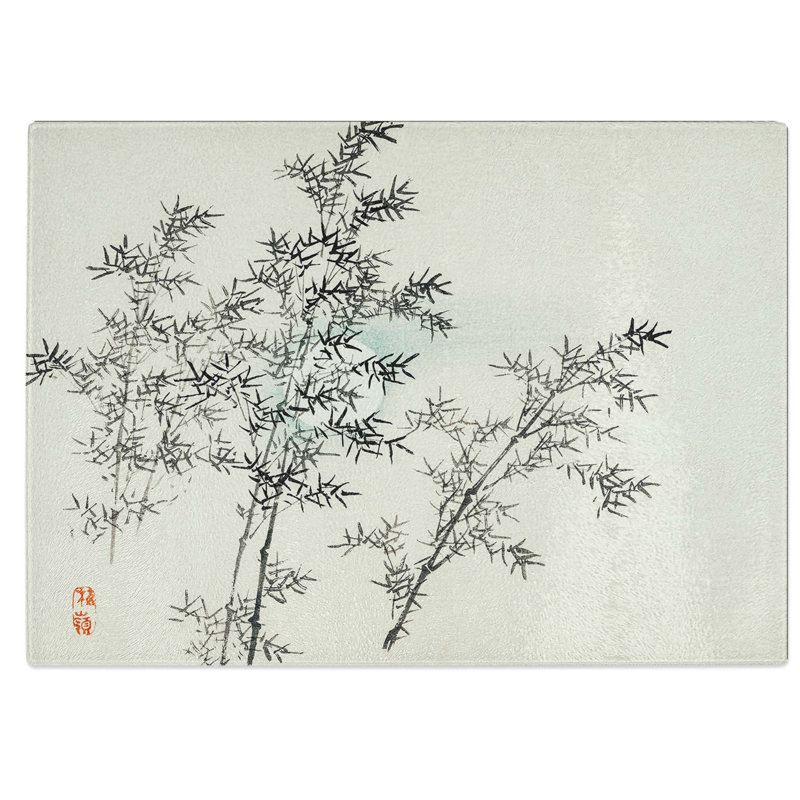 Tempered Glass Bamboo Cane Chopping Board, 28.5 cm W x 20 cm L
