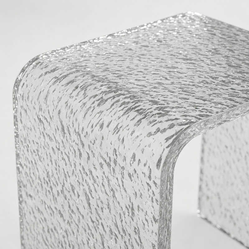 Tabouret de douche 16 po en acrylique transparent élégant - Banc de douche moderne en forme de U pour le rasage, le repos et le rangement | Conception antidérapante peu encombrante pour les salles de bain