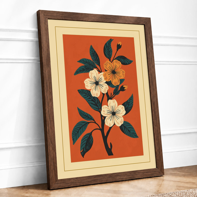 Cream Blossom Study Botanical - Print, Walnut, A4 - 29.7 x 21.0 cm