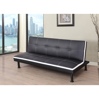 Evianna Twin 72'' Faux Leather Convertible Sofa