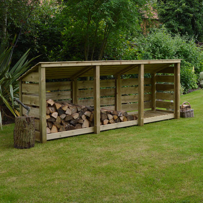 Urbanna 340cm W x 74.5cm D Solid Wood Log Store