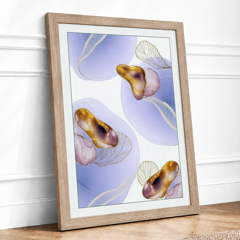 Drifting Jellyfish Coastal - Framed Print, A2 - 59.4 x 42.0 cm, Oak