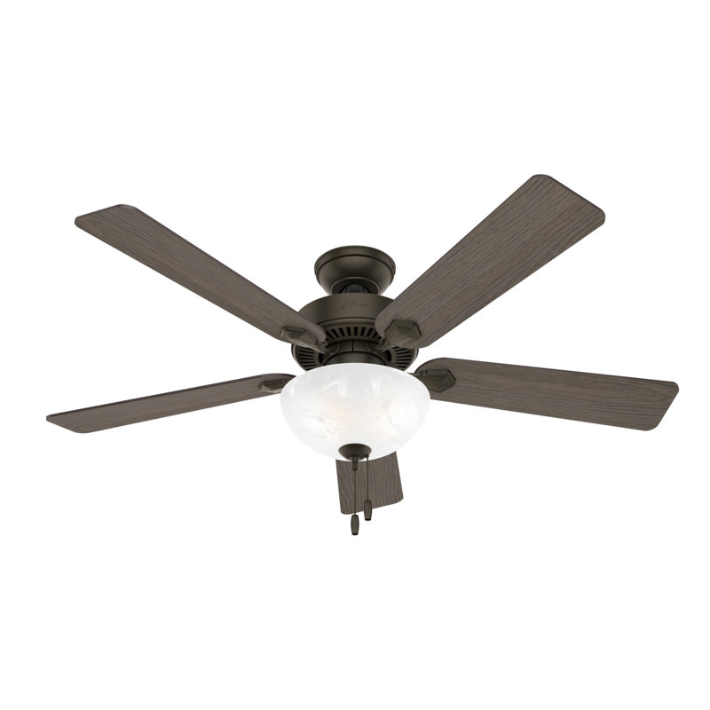 Swanson 52" 5 - Blade Standard Ceiling Fan with Lights and Pull Chain, Bronze