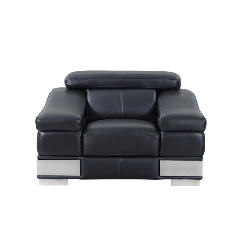 Chaise en cuir italien à grain supérieur, Noir
