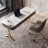 Gray+Gold Rectangular Sintered Stone+Manufactured Wood+Stainless Steel with 2 drawers desk-108471133