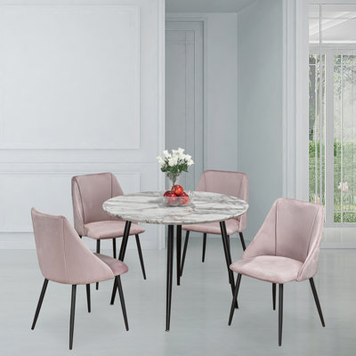 4 - Person Faux Marble Top Four Leg Dining Set