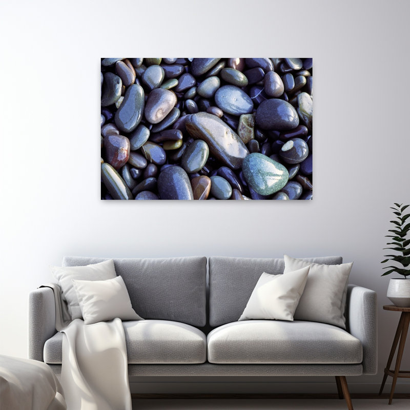 Gros plan sur des galets, Sandymouth Beach, Cornwall, Angleterre, art contemporain, H 32 po x l 48 po