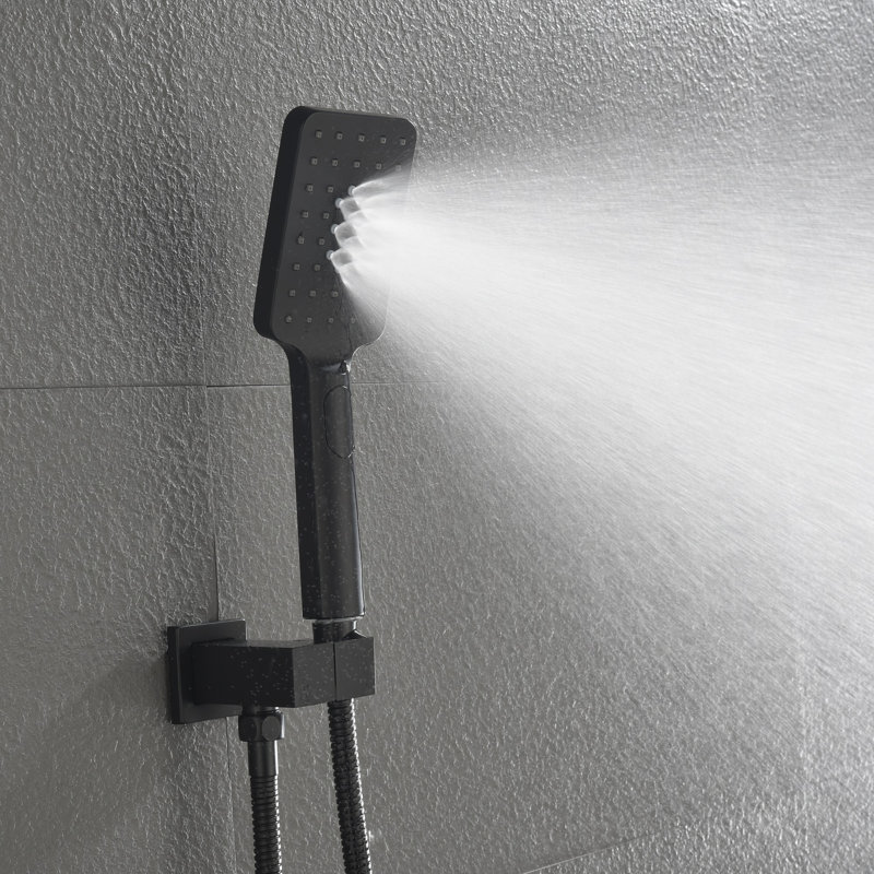 Wall Mounted Complete Shower System with Pressure Balanced Valve, Black